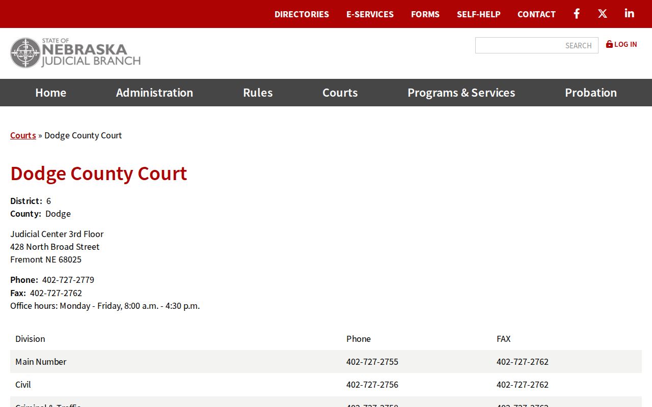 Dodge County court case lookup through County Court