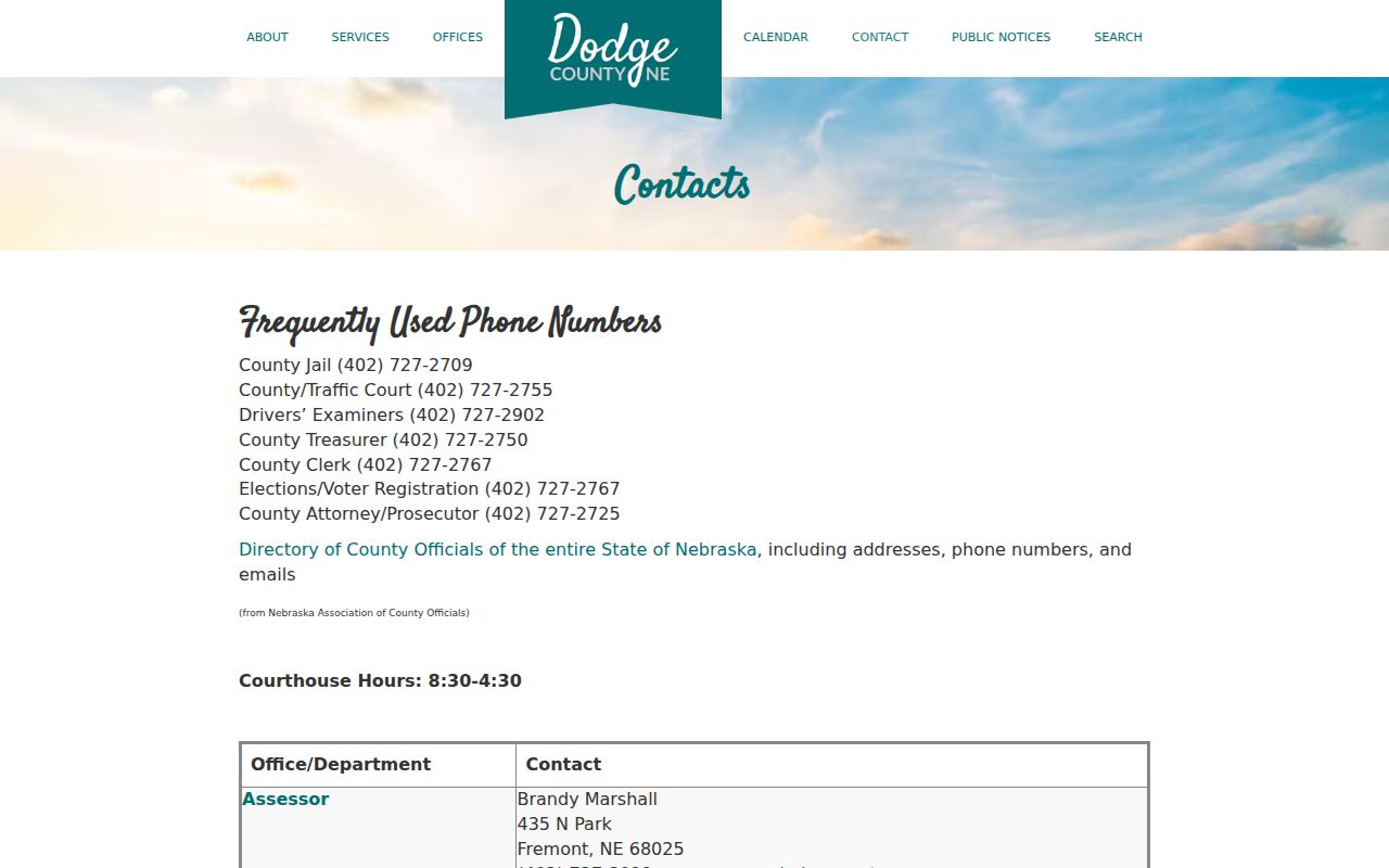 Dodge County criminal records justice office directory