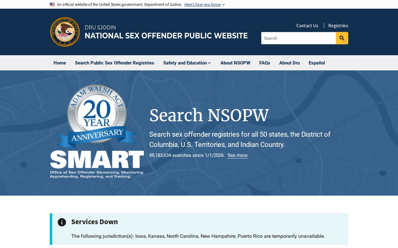 National search layer for a Dodge County sex offender check