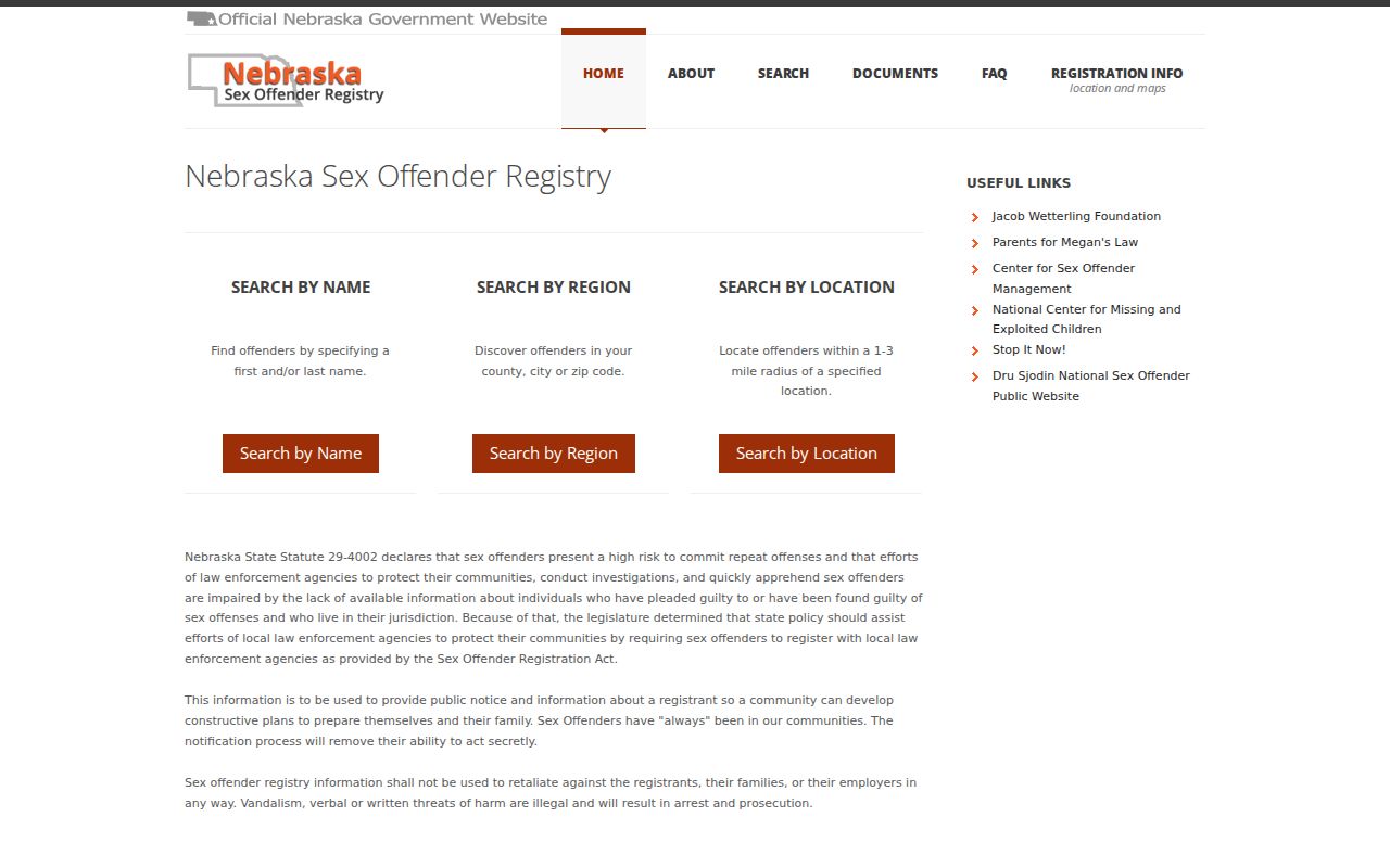 Dodge County sex offender lookup on the Nebraska registry